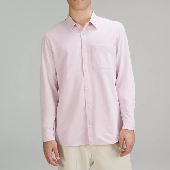 Lululemon Commission Long-Sleeve Shirt Oxford Men's XL Pink Peony LMDJQS NEW - Picture 1 of 16